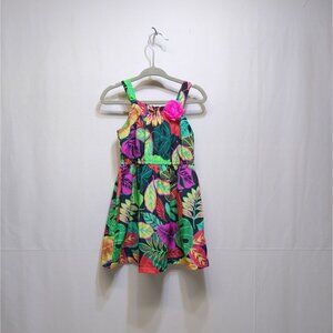 Cherokee Girls' 2T Tropical Print Sleeveless Spaghetti Straps Dress Floral Print
